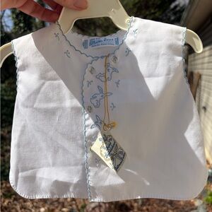 Vintage Feltman Brothers White & Blue Embroidered Diaper Shirt